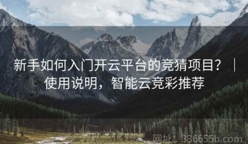 新手如何入门开云平台的竞猜项目？｜使用说明，智能云竞彩推荐