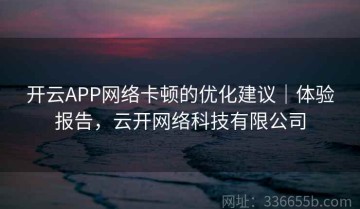 开云APP网络卡顿的优化建议｜体验报告，云开网络科技有限公司