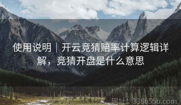 使用说明｜开云竞猜赔率计算逻辑详解，竞猜开盘是什么意思